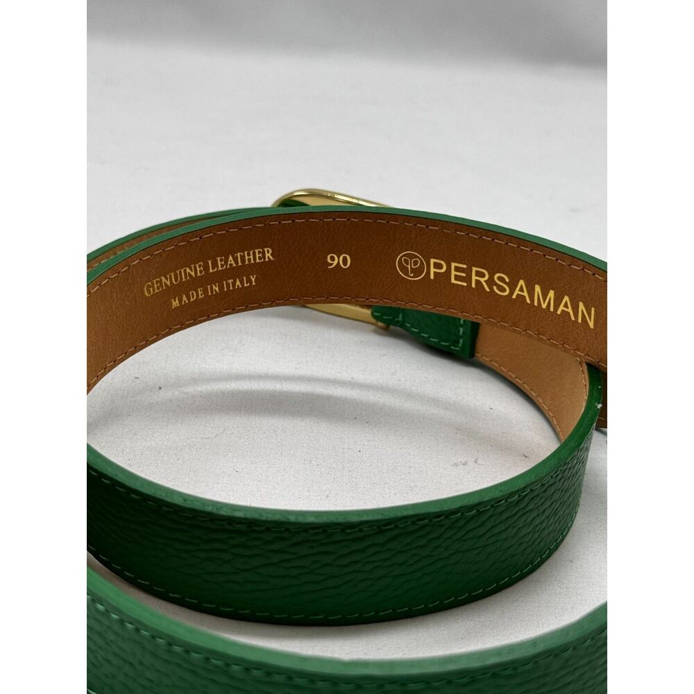 Persaman Genuine Leather Kelly Green Brass Buckle 41" long NWT Classic Work - Picture 4 of 7